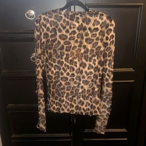 BiBi Lg Mesh Leopard Print Long Sleeve Top